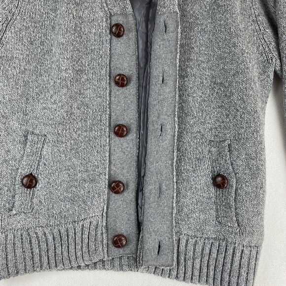 Zero Degrees Mens M Wool Shawl Collar Cardigan Sweater Gray Preppy Academia - Picture 8 of 16